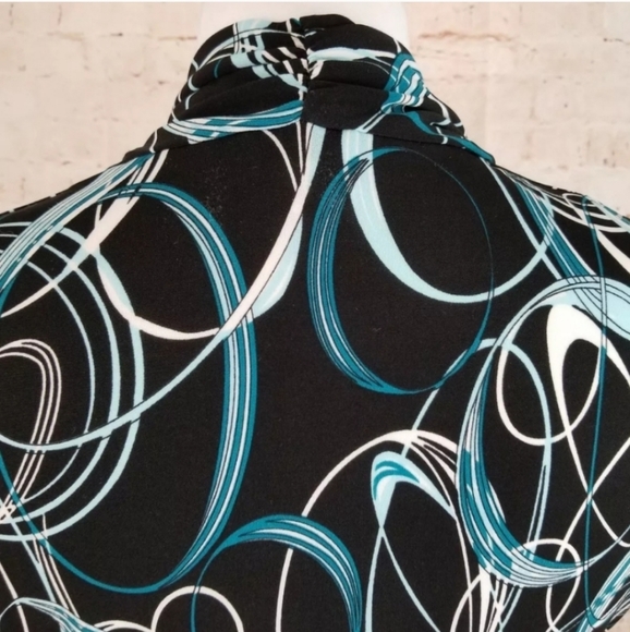 Cleo Petites 6P Black Teal Cap Sleeve Midi Dress - Picture 5 of 6